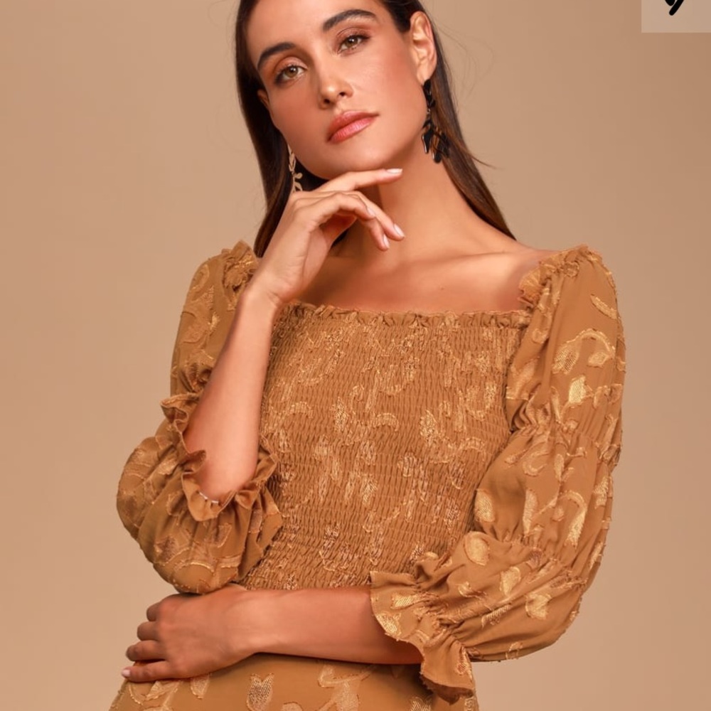 Lulus Wanderlust Smocked Puff-Sleeve Top xs
